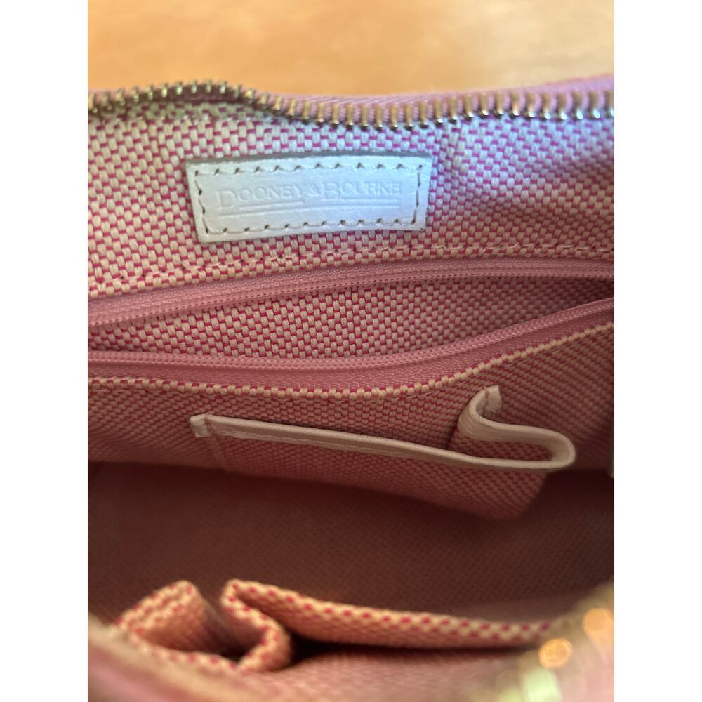 Dooney & Bourke Monogram Pink Signature Canvas Logo Small Hobo Bucket Bag Purse - Picture 7 of 9